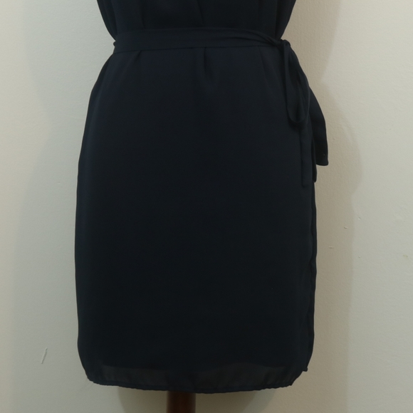 Forever 21 Navy Blue Chiffon Crochet Cap Sleeve Dress - Picture 6 of 9